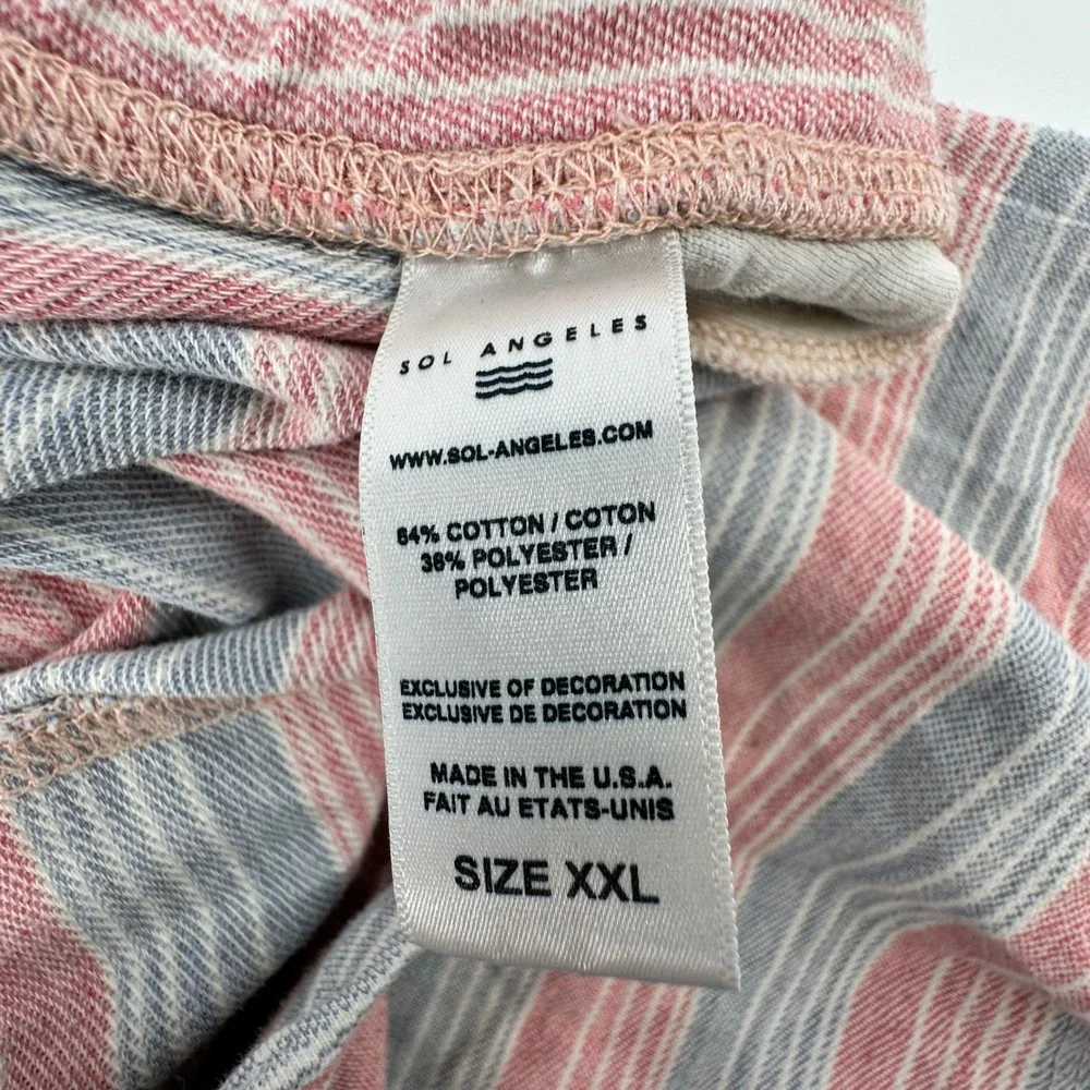 Sol Angeles Mens XXL Striped Drawstring Shorts Red Blue White Made in USA XXL